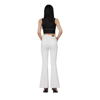 Buycenter White High Waist Slim Fit Horseshoe Pants for Women - Buy Center