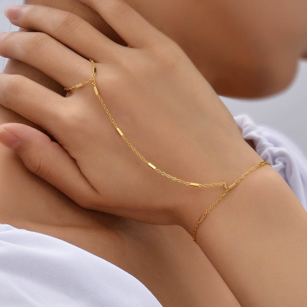 BuyCenter Women's Beach Ring Bracelet - Elegant Gold Chain Design - Buy Center