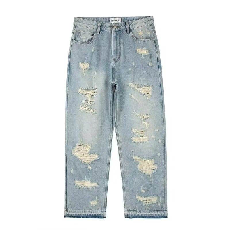 Retro Water Washed Wide Leg Jeans - Stylish Straight-Leg Denim Pants - Buy Center