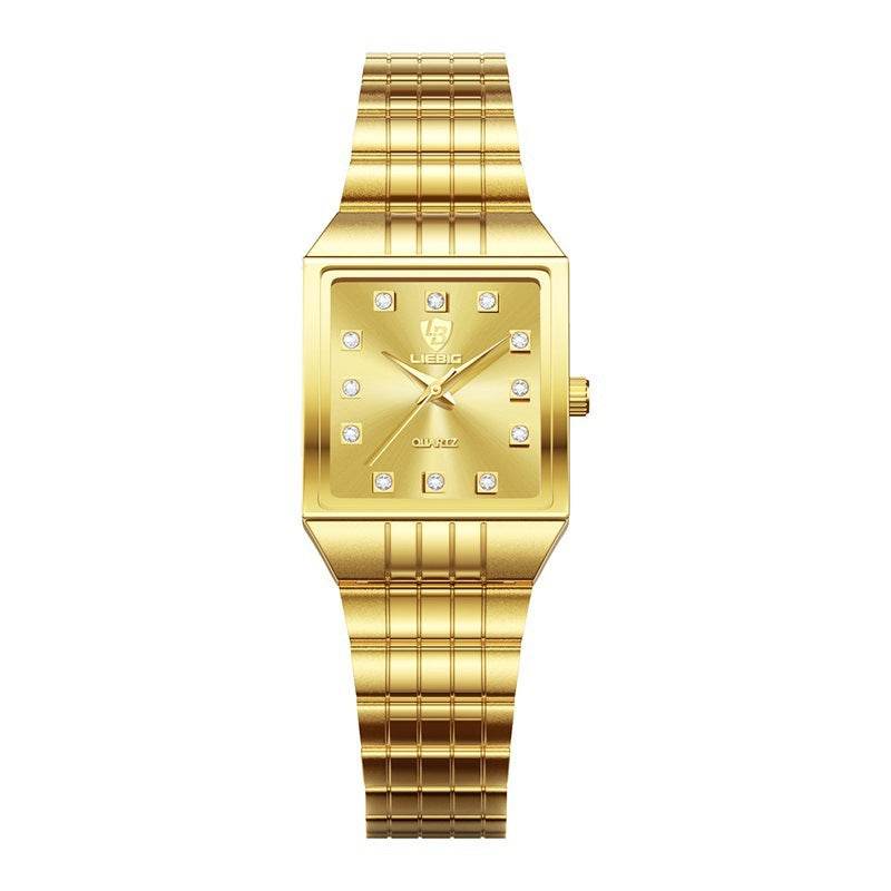 Luxury Gold Men's Quartz Watch - Classic Diamond Design, Slim 7mm - Buy Center