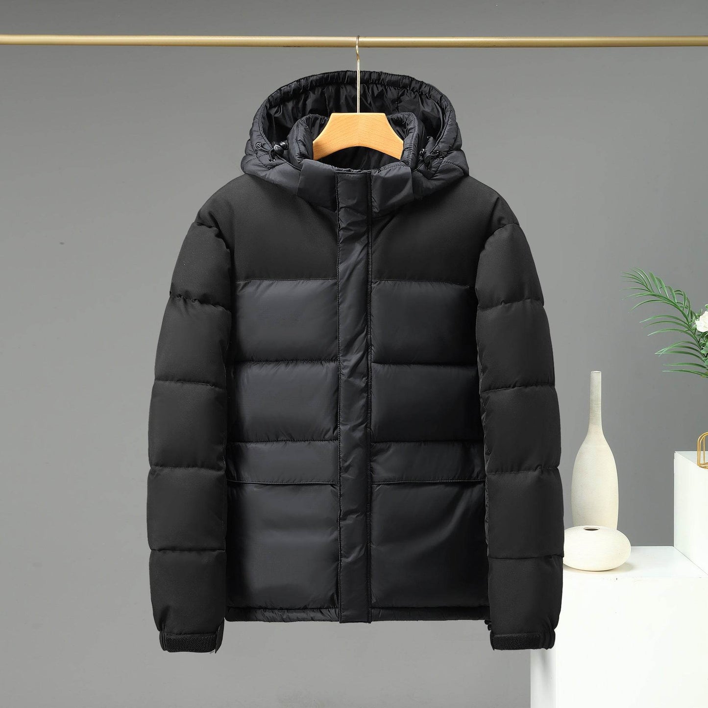Cotton Contrast Patchwork Down Jacket - Stylish & Warm for All Seasons - Buy Center