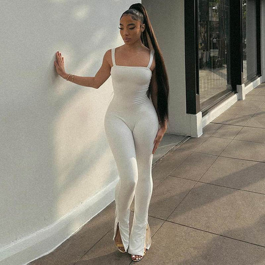 Women's Backless Jumpsuit - Stylish Summer Romper in Classic Colors - Buy Center