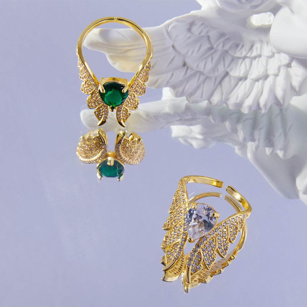 Buycenter Elegant Copper Inlaid Zircon Ring - French Retro Geometry Style - Buy Center