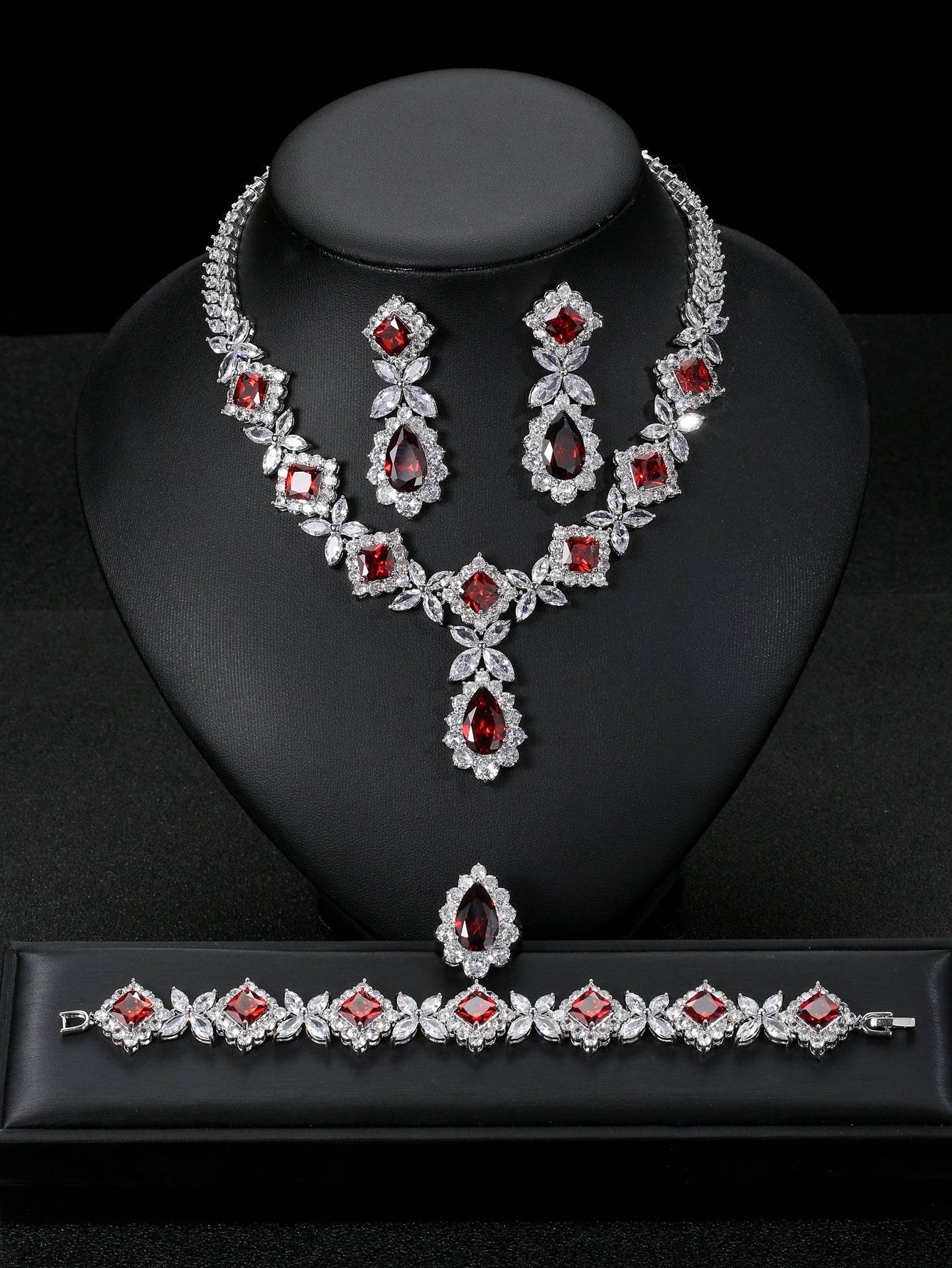 Buy Center European Luxury Zircon Jewelry Set - Necklace, Earrings, Ring - Buy Center