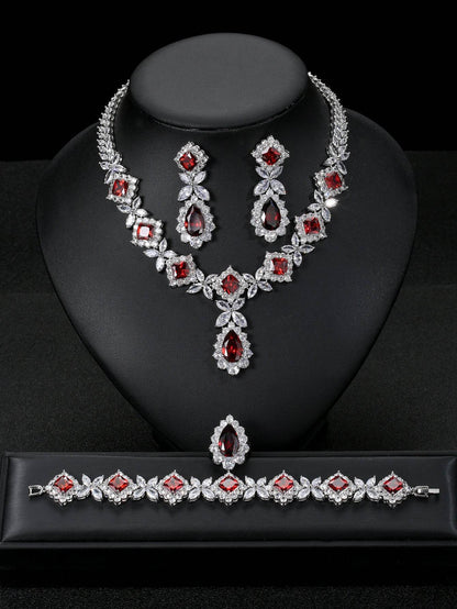 Buy Center European Luxury Zircon Jewelry Set - Necklace, Earrings, Ring - Buy Center