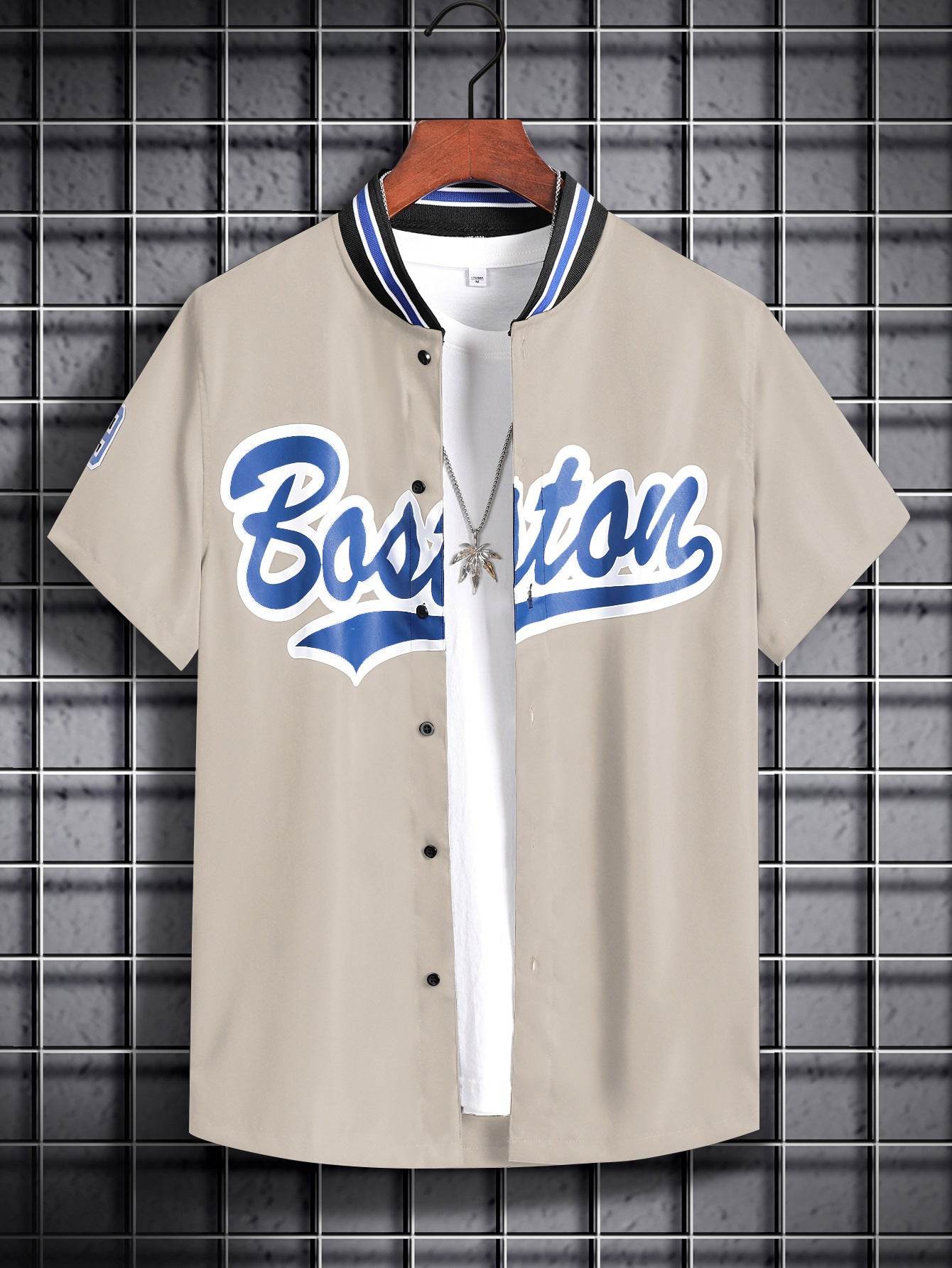 Loose Printed Letters Casual Shirt - Breathable Korean Style in 6 Colors - Buy Center