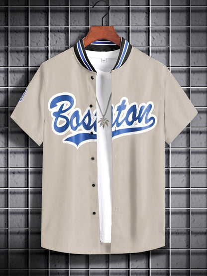 Loose Printed Letters Casual Shirt - Breathable Korean Style in 6 Colors - Buy Center