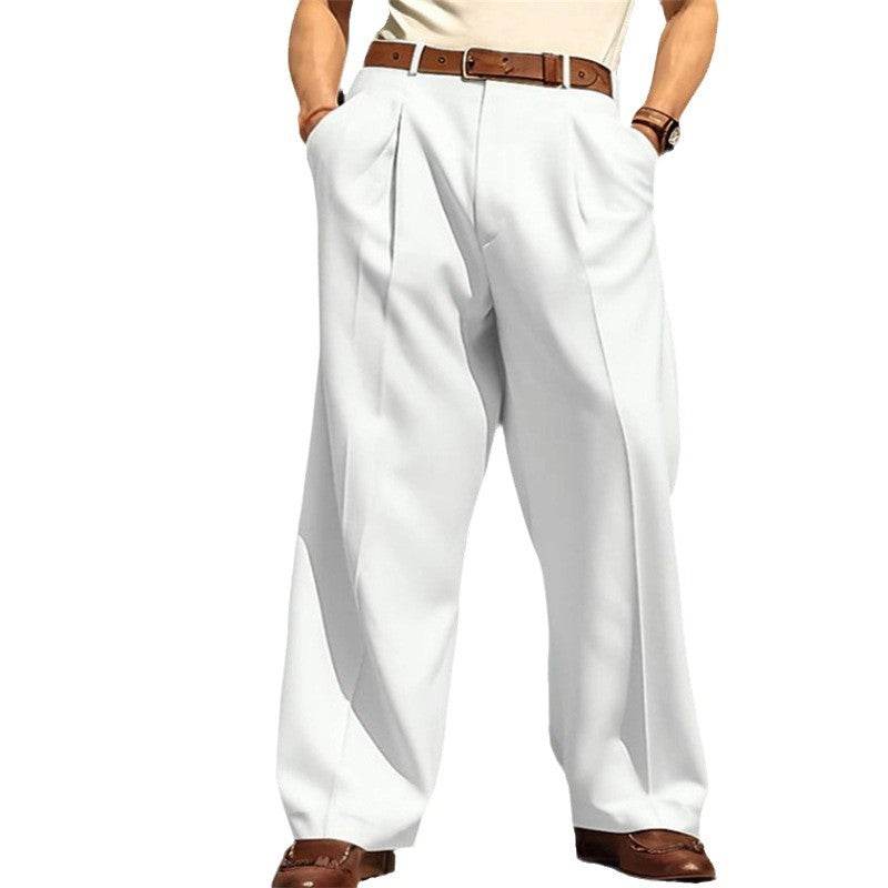 Men's Wide Leg Casual Pants - Straight Pocket Design in Multiple Colors - Buy Center