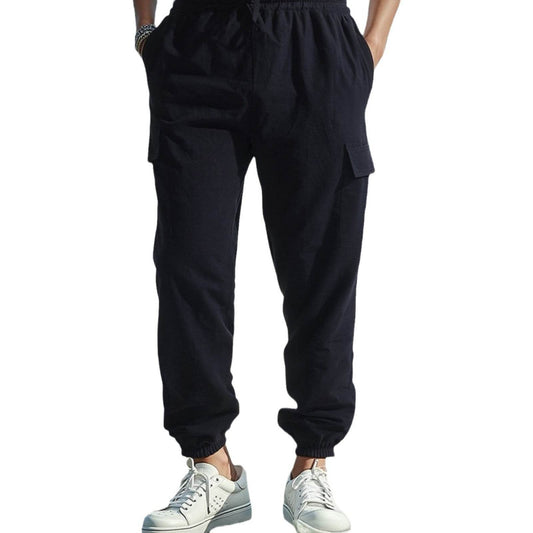 Buycenter Men's Casual Multi-Pocket Ankle Pants - Cotton & Linen Blend - Buy Center