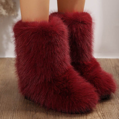 Mid-Calf Plush Boots for Women - Stylish, Warm, and Waterproof - Buy Center