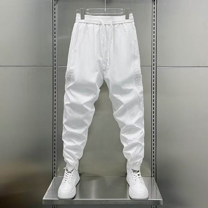 Men's Quick-Drying Ankle-Tied Sports Pants - Solid Color Casual Fit - Buy Center