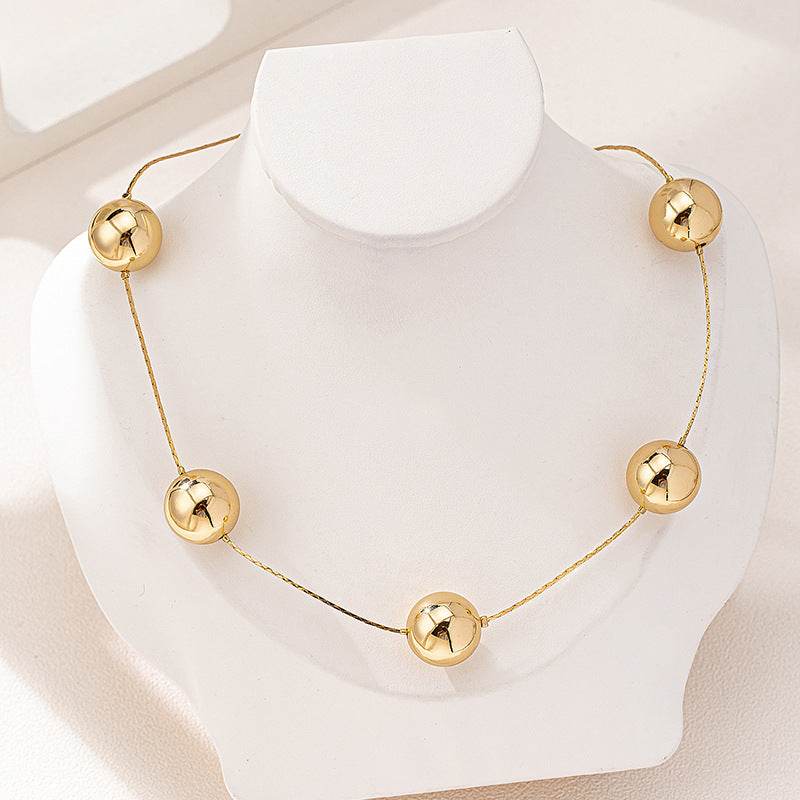Simple Fashion Geometry Big Round Bead Necklace - Modern Golden Jewelry - Buy Center