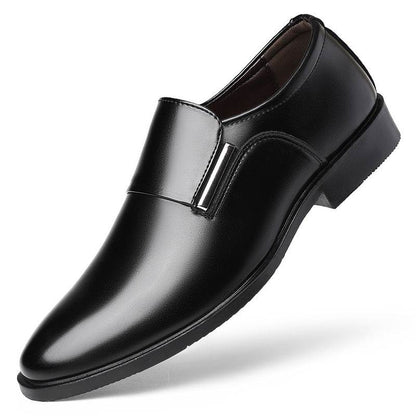 Men's Pointed-Toe Leather Shoes - Slip-On, Stylish Formal Business Wear - Buy Center