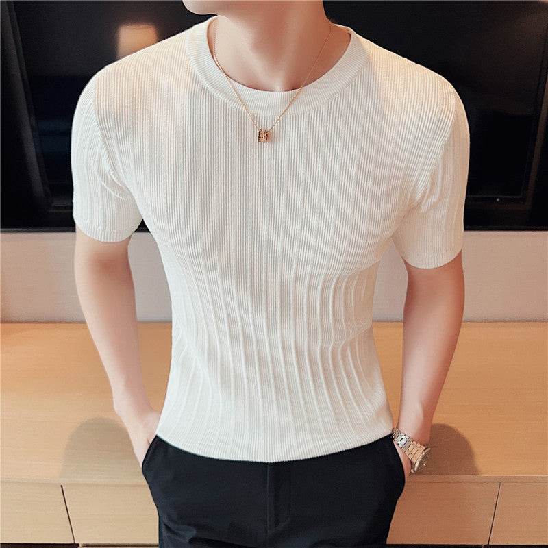 Men's Casual Knitted Sweater - Slim Fit, Available in Black, White, Blue - Buy Center