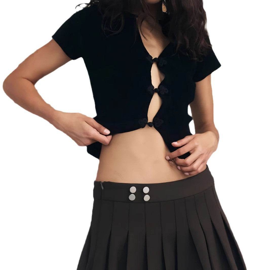 Stylish Ladies V-Neck Cardigan - Slim Fit Short Sleeve, Button Top - Buy Center