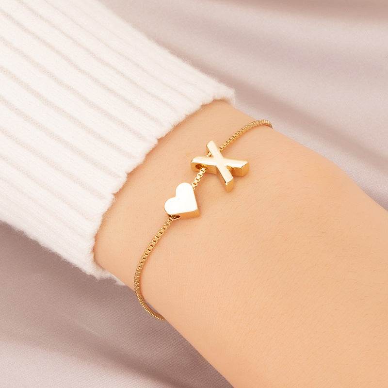 Cute Love Heart Bracelet - Personalized Couple Gift with English Letters - Buy Center