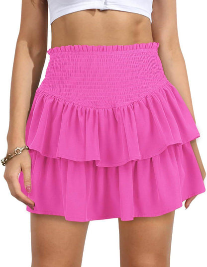 Buycenter High Waist Pleated Skirt - Slimming Solid Color Mini Style - Buy Center