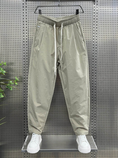 Men's Casual Ankle-Length Sports Pants - Solid Color High Waist Trousers - Buy Center
