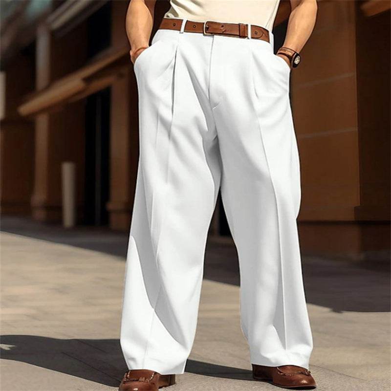 Men's Wide Leg Casual Pants - Straight Pocket Design in Multiple Colors - Buy Center