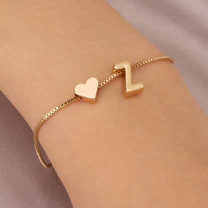 Cute Love Heart Bracelet - Personalized Couple Gift with English Letters - Buy Center