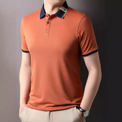 Men's Breathable Summer Lapel T-shirt - Short Sleeve, Solid Colors - Buy Center