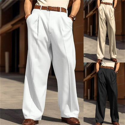 Men's Wide Leg Casual Pants - Straight Pocket Design in Multiple Colors - Buy Center