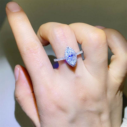 Classic Purple Horse Eye Moissanite Ring - Elegant U-Shaped Design - Buy Center