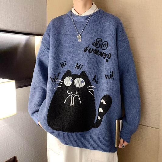 Stylish Men's Knitwear - Loose Fit Pullover Sweater for Autumn & Winter - Buy Center