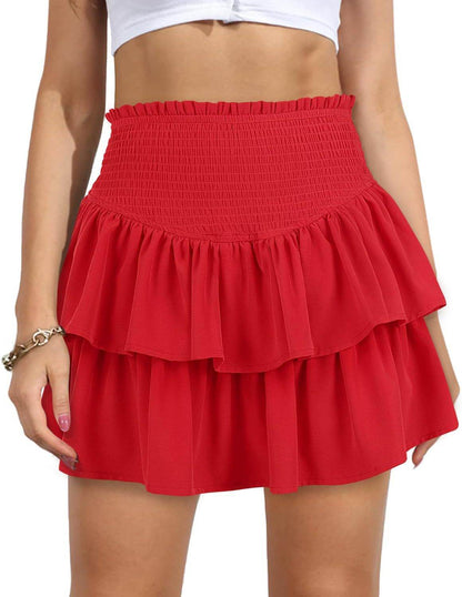 Buycenter High Waist Pleated Skirt - Slimming Solid Color Mini Style - Buy Center