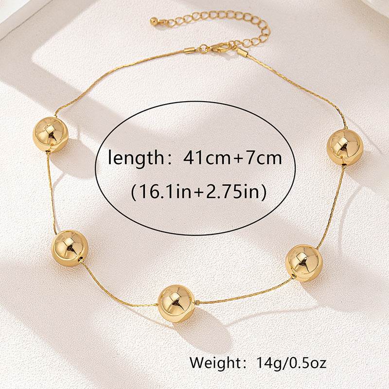 Simple Fashion Geometry Big Round Bead Necklace - Modern Golden Jewelry - Buy Center