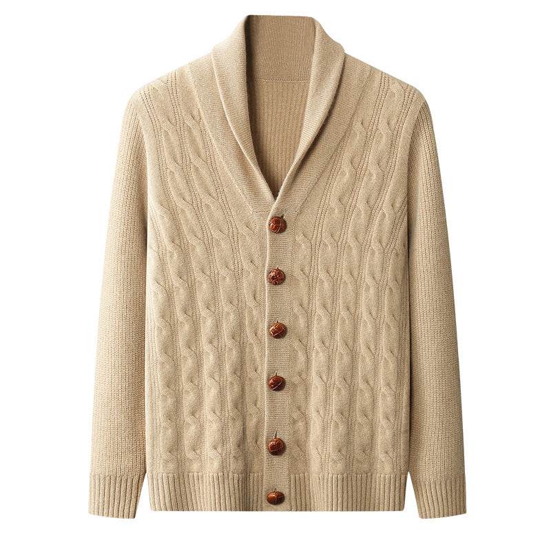 Men's Thickened Twisted Collar Coat - Casual Winter Knitwear for Style - Buy Center