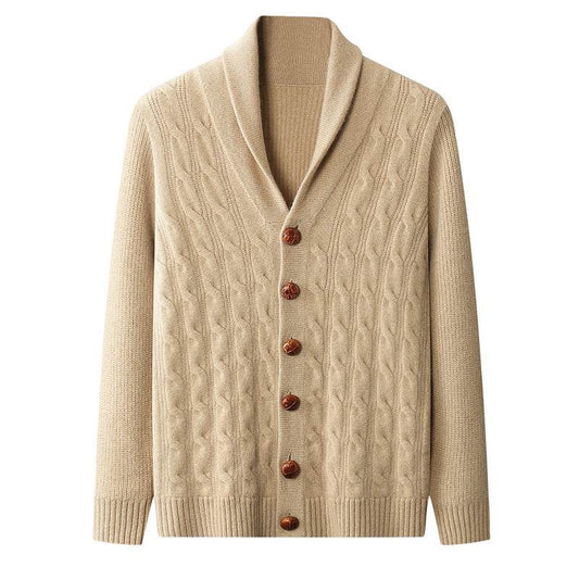 Men's Thickened Twisted Collar Coat - Casual Winter Knitwear for Style - Buy Center