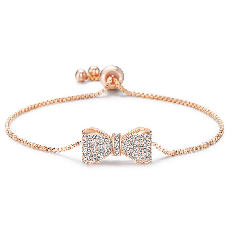 Exquisite Women's Bow Bracelet - 18K Gold Plated & Zircon Elegant Design - Buy Center