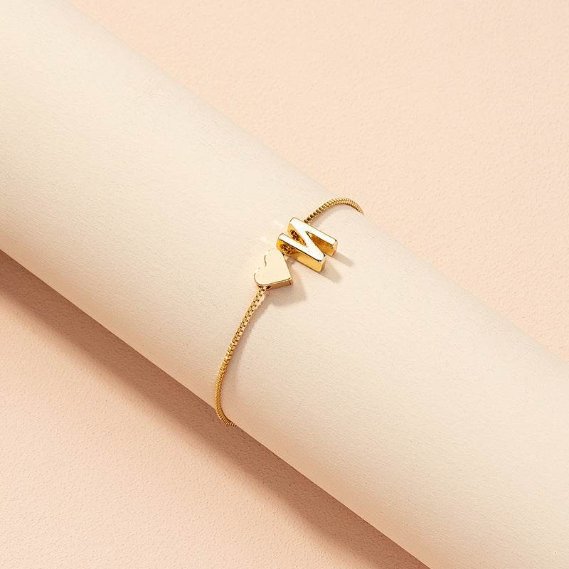 Cute Love Heart Bracelet - Personalized Couple Gift with English Letters - Buy Center