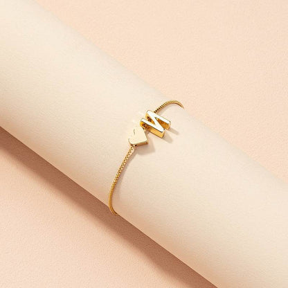 Cute Love Heart Bracelet - Personalized Couple Gift with English Letters - Buy Center