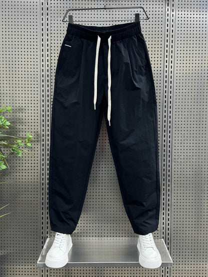 Men's Casual Ankle-Length Sports Pants - Solid Color High Waist Trousers - Buy Center