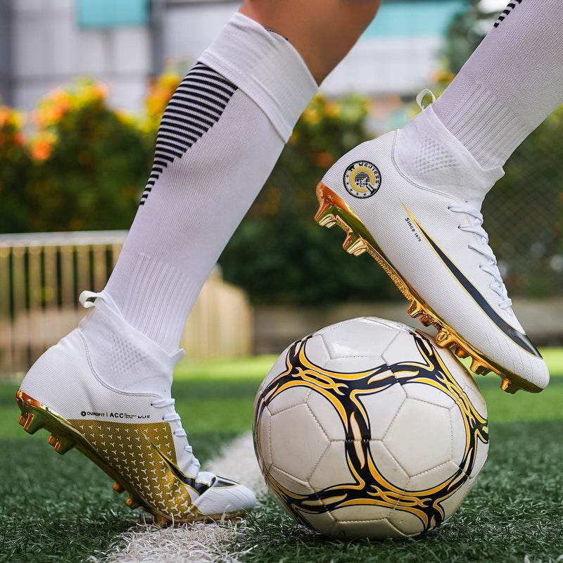 High-Top Gold-Plated Soccer Shoes - Breathable & Stylish for All Grounds - Buy Center