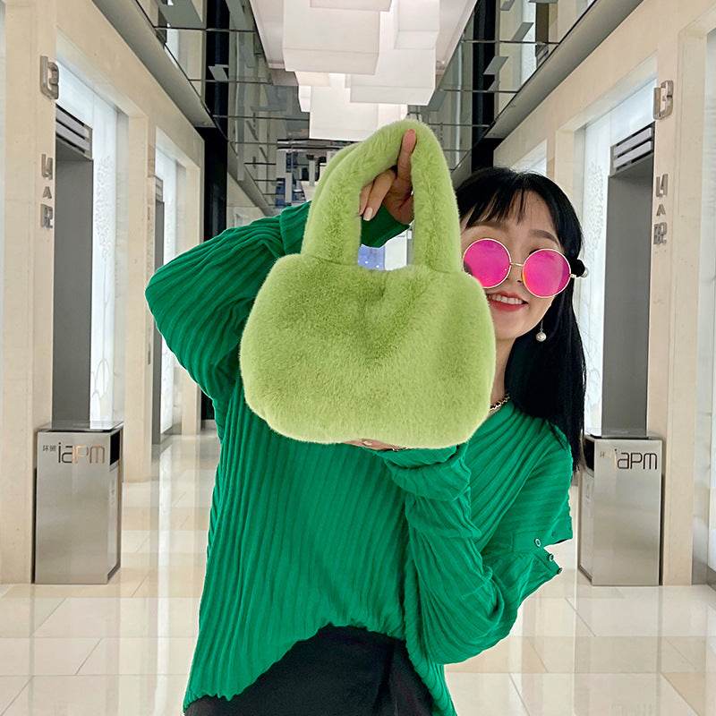 Buycenter Furry Cute Plush Rex Rabbit Hand Bag - Adorable & Stylish Clutch - Buy Center