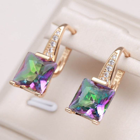 Women's Retro Fashion Earrings - Unique U-Shaped Design & Colorful Zircon - Buy Center