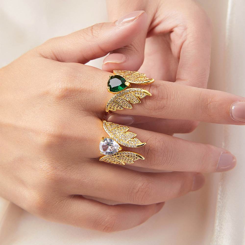 Buycenter Elegant Copper Inlaid Zircon Ring - French Retro Geometry Style - Buy Center