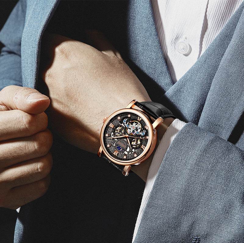 Men's Business Casual Waterproof Leather Watch - Luminous, Stylish Elegance - Buy Center