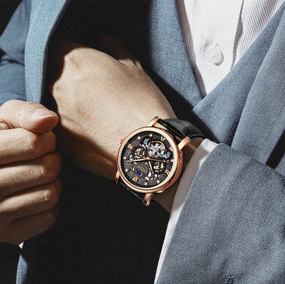 Men's Business Casual Waterproof Leather Watch - Luminous, Stylish Elegance - Buy Center