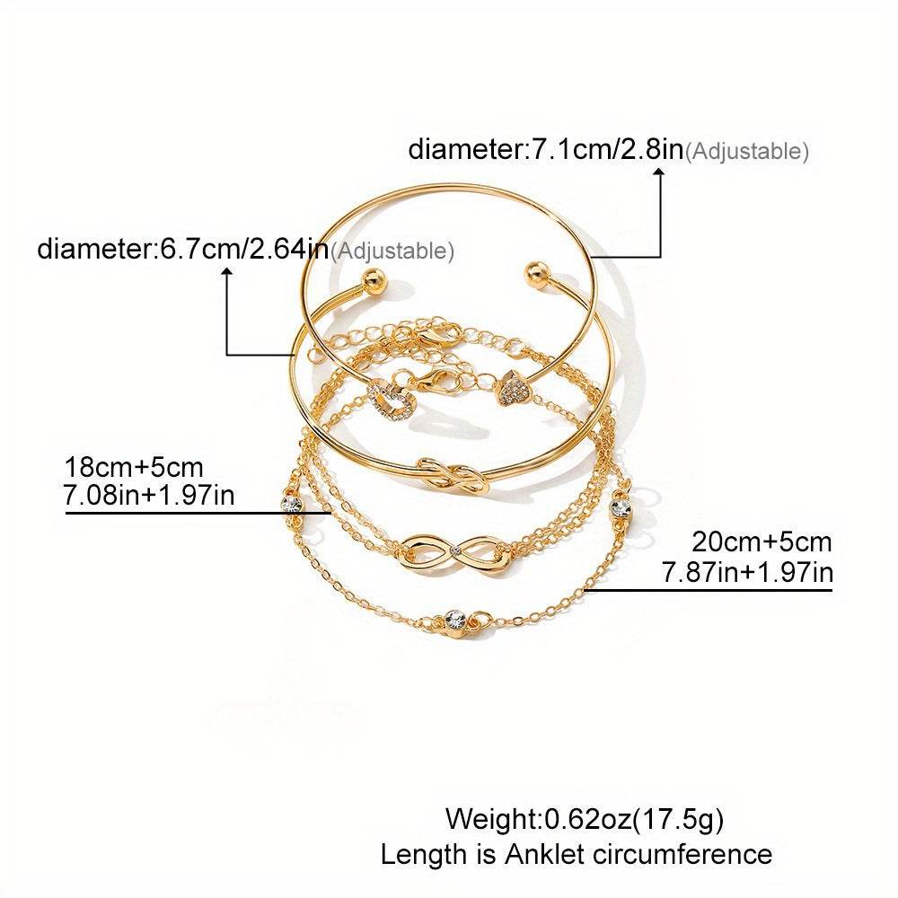 Buycenter Alloy Love Knot Bracelet Set - Heart Design for Women - Buy Center