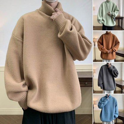 Solid Color Loose Pullover Sweater for Men - Comfy Long Sleeve Style - Buy Center