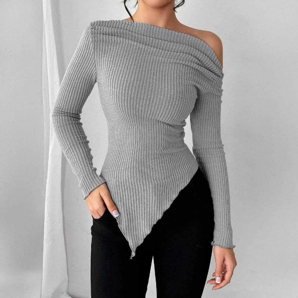 Buycenter Women's Elegant Knit Casual Top - Solid Color Pullover Sweater - Buy Center