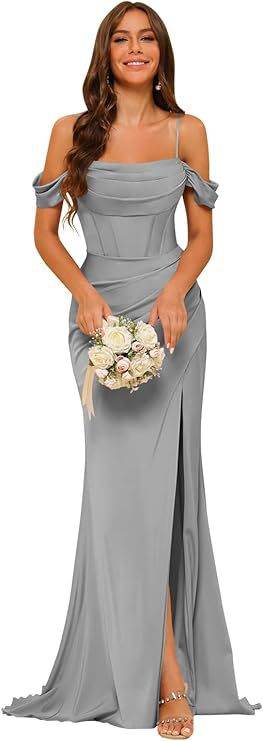 Buycenter Off-the-shoulder Satin Ball Gown - Dusty Rose & More Colors - Buy Center