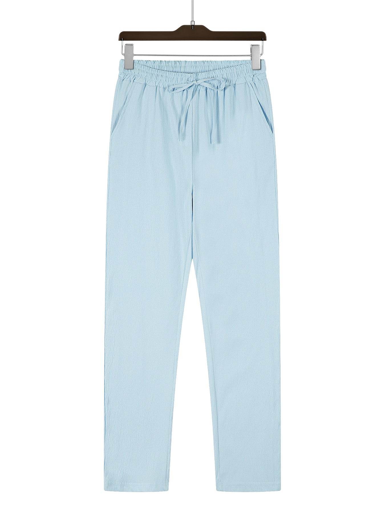 Men's Casual Straight Pants - Mid Waist, Micro-Elastic, Bamboo Fiber - Buy Center