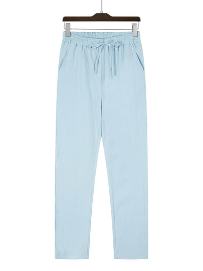 Men's Casual Straight Pants - Mid Waist, Micro-Elastic, Bamboo Fiber - Buy Center