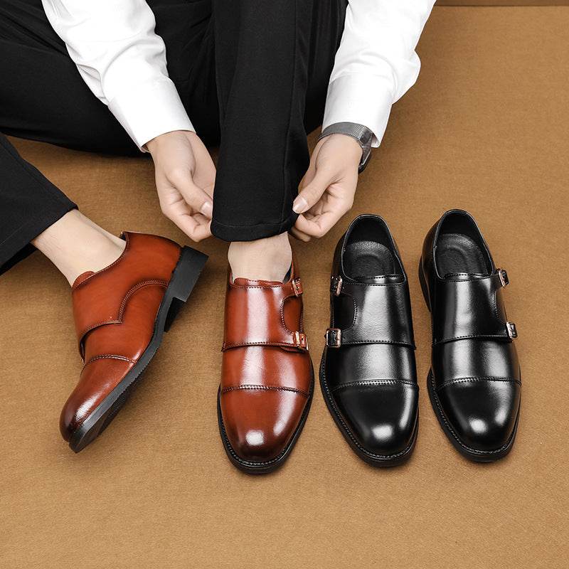 Plus Size Men's Casual Leather Shoes - Business Formal Style in Black/Brown - Buy Center