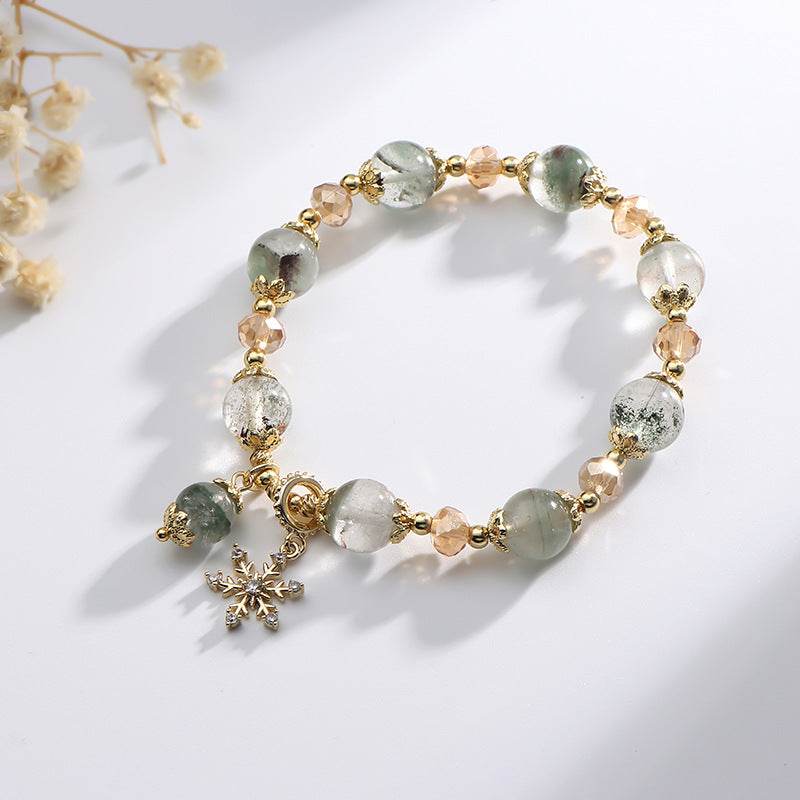 Natural Chorite Crystal Bracelet - Stylish Female Snowflake Pendant - Buy Center